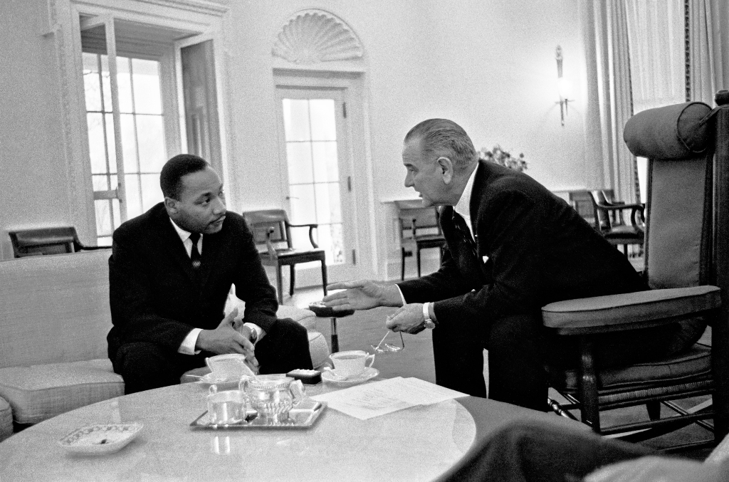 Dr. Martin Luther King Jr. meeting with President Lyndon Johnson