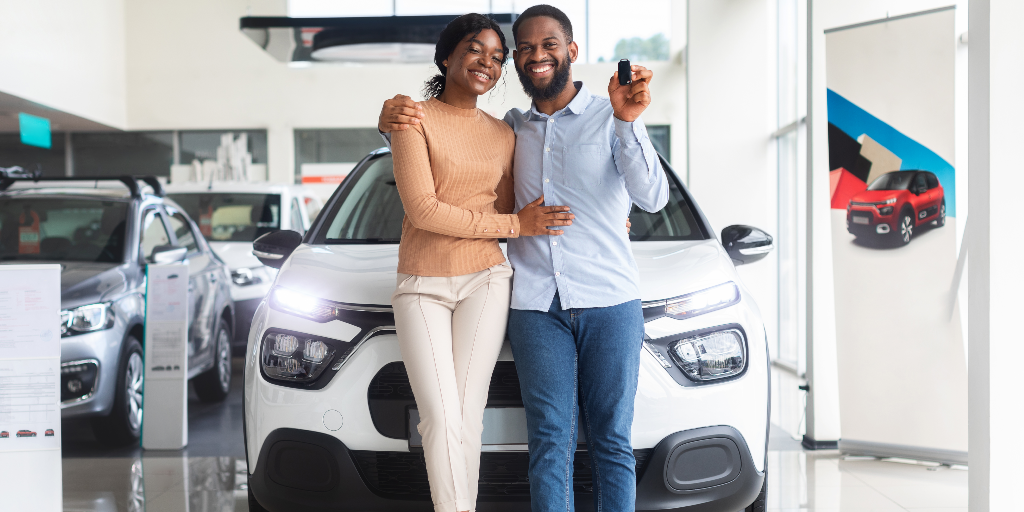 Couple buying new car with their sinking fund.